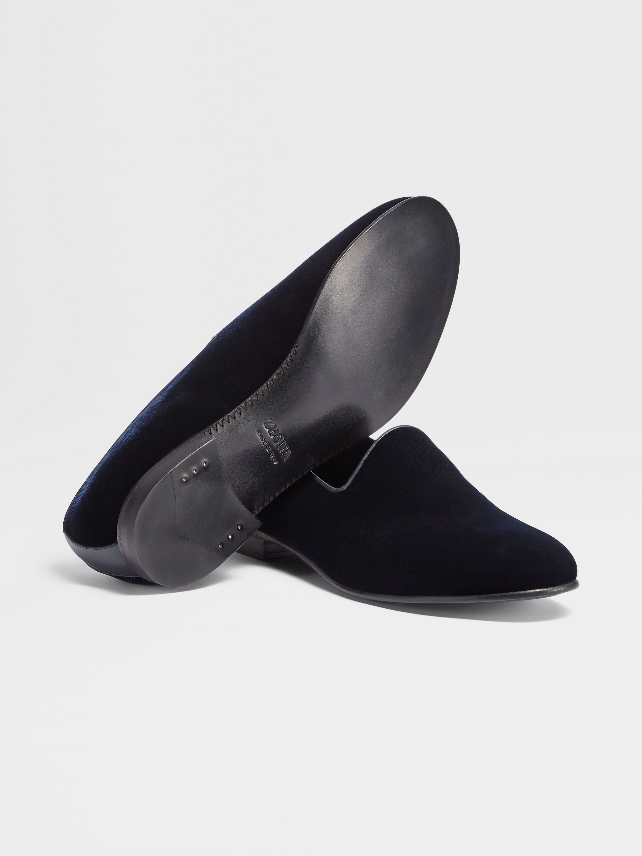 DARK BLUE VELVET PALERMO SLIP ON LOAFERS - 2