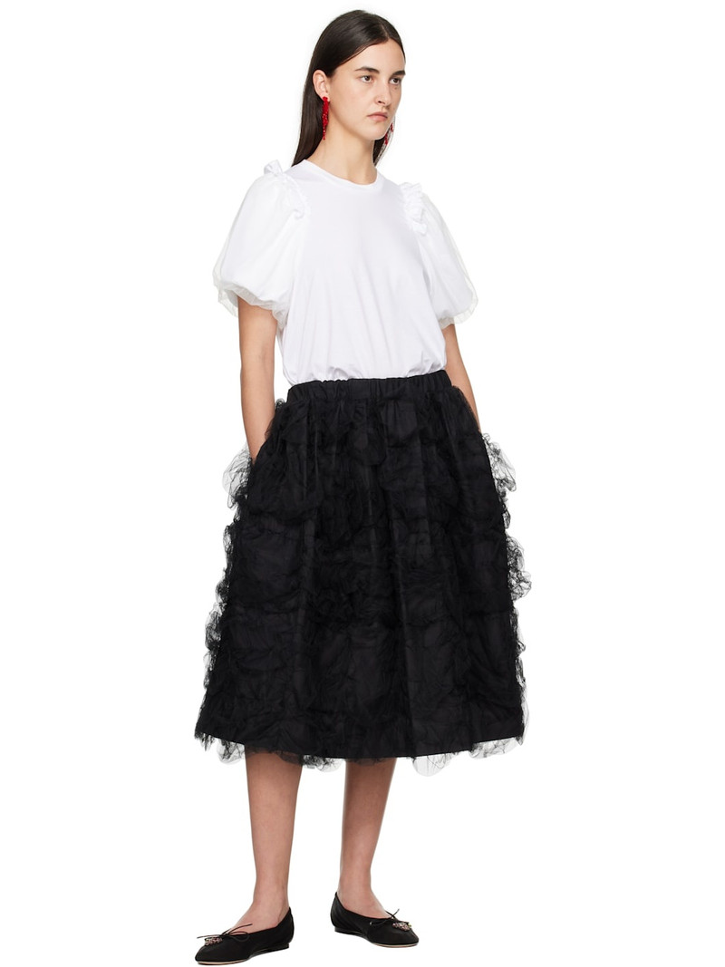 Simone Rocha White Tulle Overlay Puff Sleeve Frill T-shirt outlook