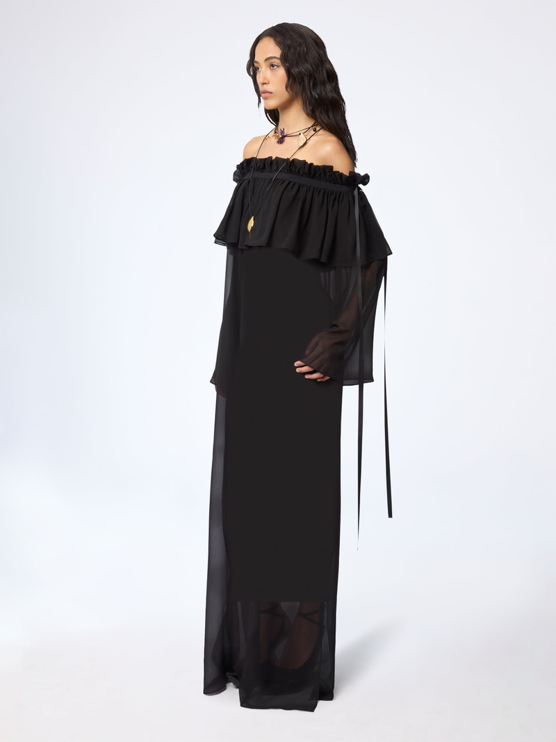 NINA RICCI Black Long Silk Dress With Bow Details outlook