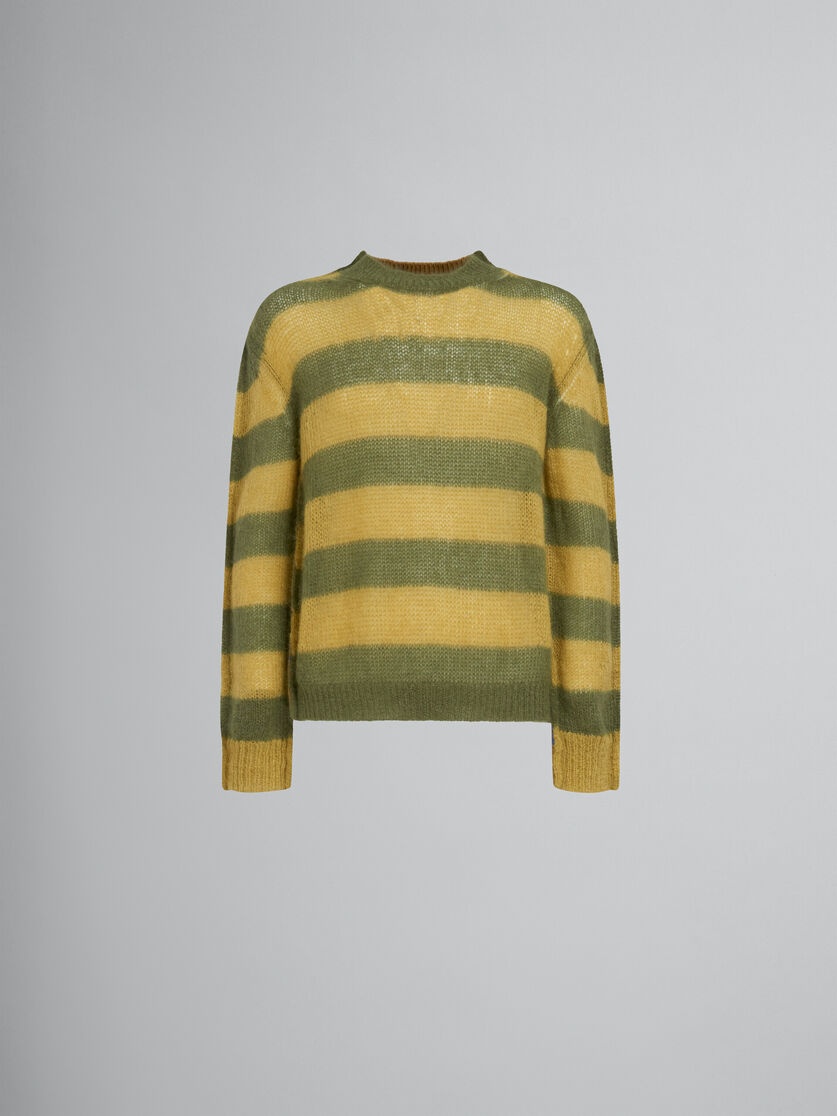 GREEN MOHAIR AND WOOL JUMPER WITH MIXED STRIPES - 1