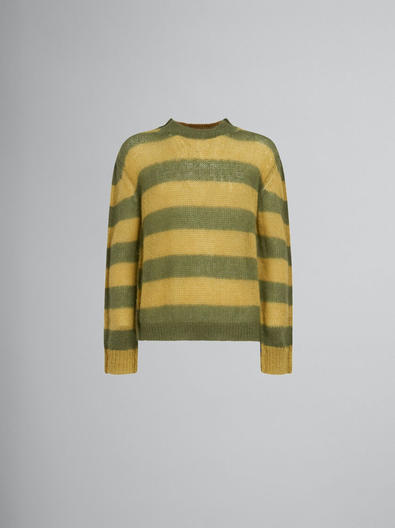 GREEN MOHAIR AND WOOL JUMPER WITH MIXED STRIPES 1
