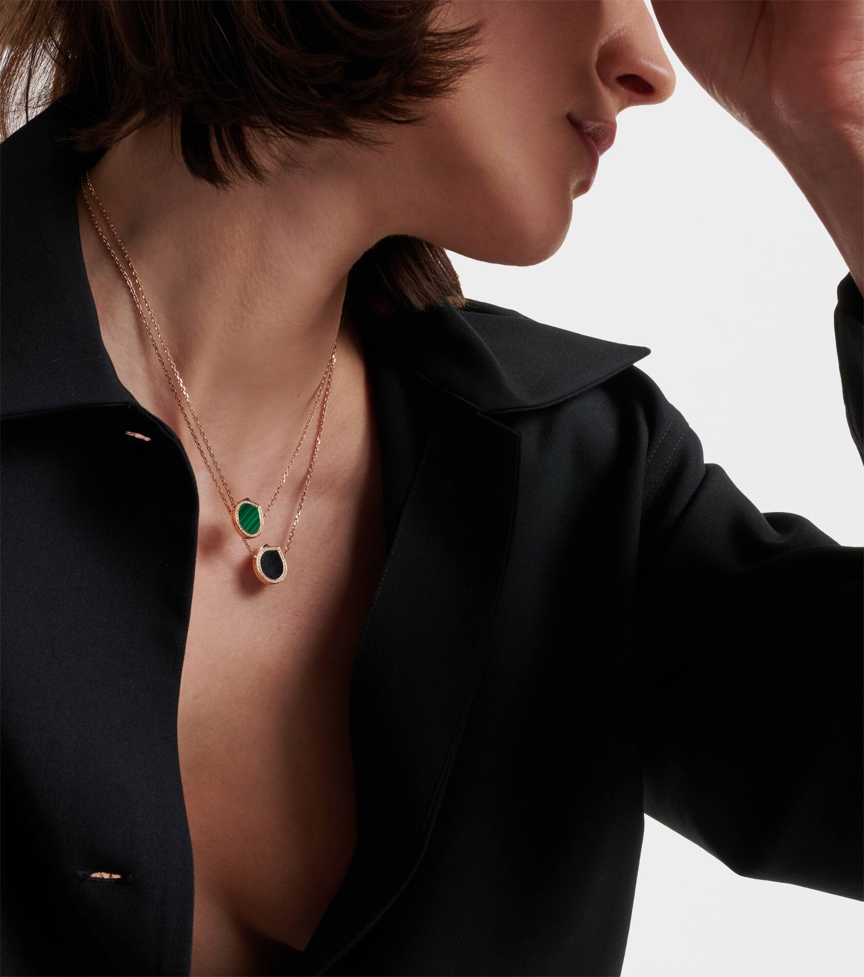 Antifer 18kt rose gold pendant necklace with onyx and diamonds - 3