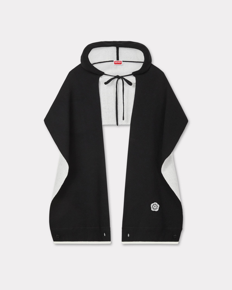 'Boke Flower 2.0' embroidered hooded scarf in wool and cotton 1