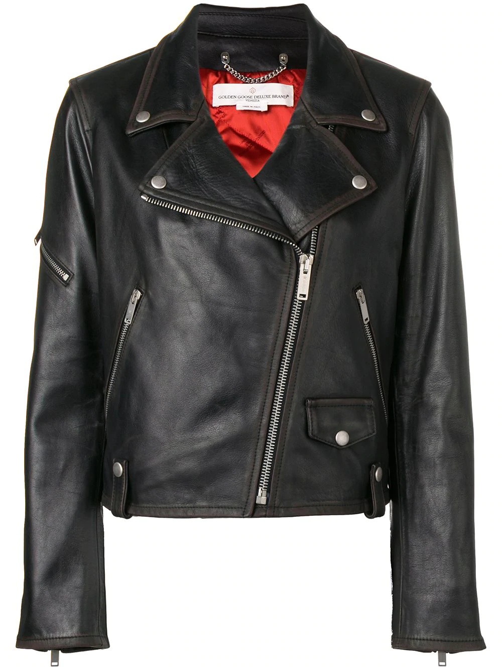 fitted biker jacket - 1