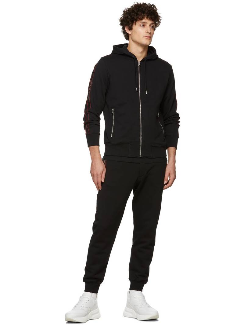 Alexander McQueen 로고 테이프 zip-up 후드 outlook