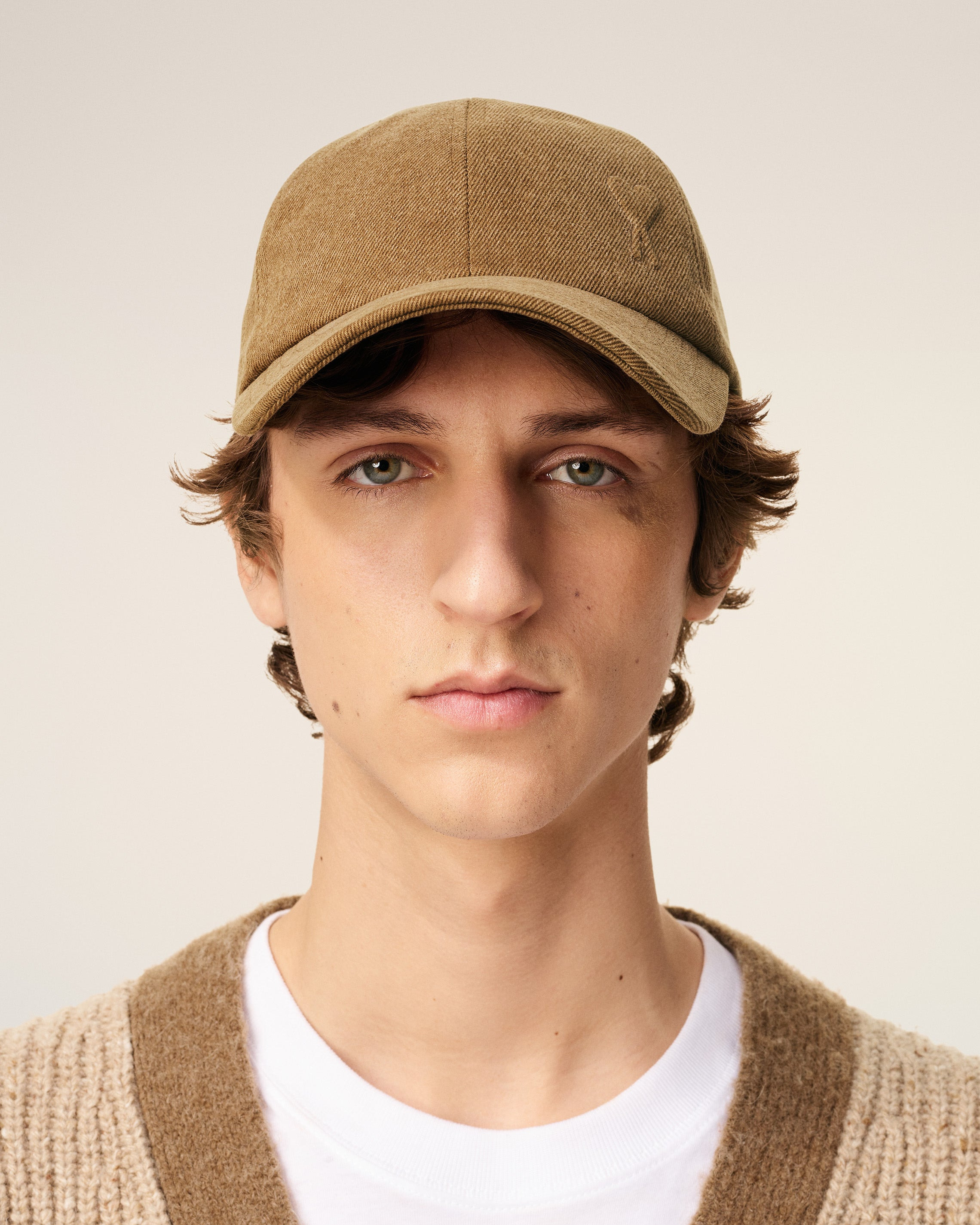BROWN COTTON EMBOSSED AMI DE COEUR CAP - 2