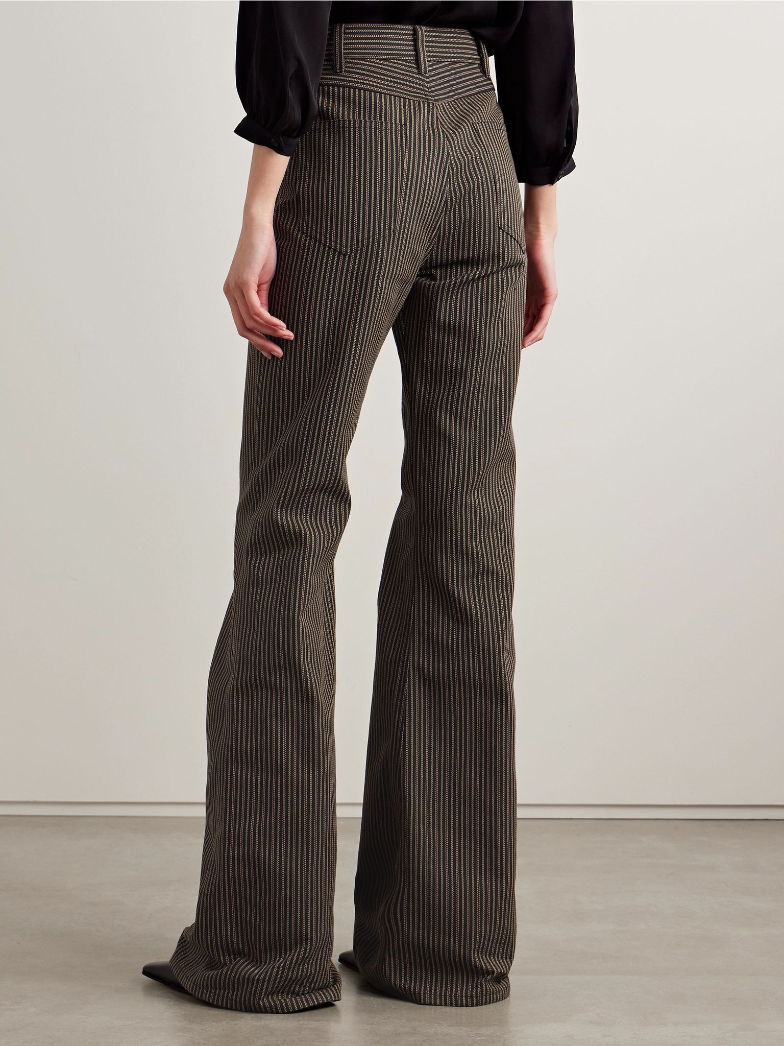 Roe striped cotton-twill flared pants Brown - 4