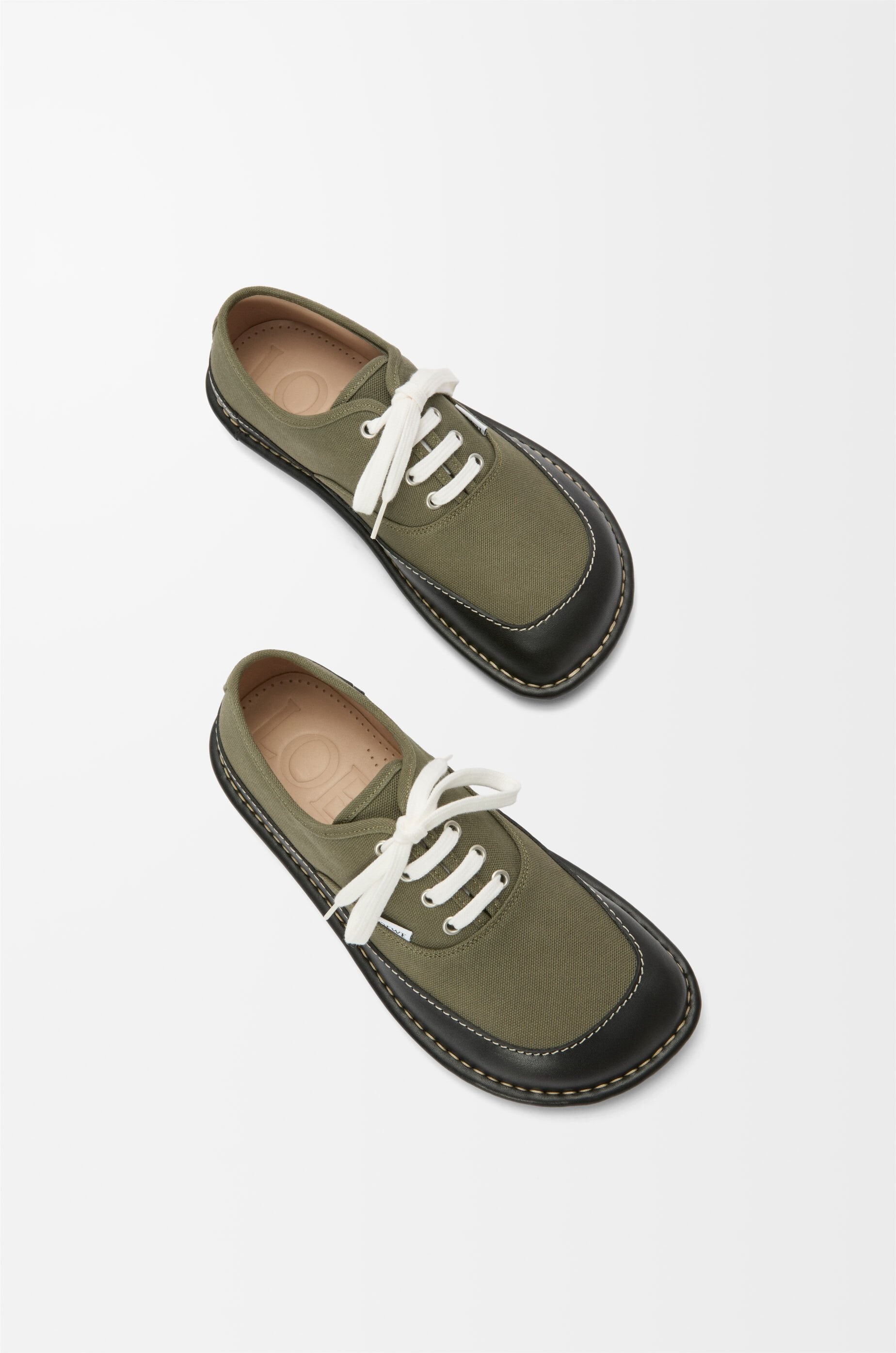 Bay lace-up  in canvas and vegetable-tanned calfskin - 3