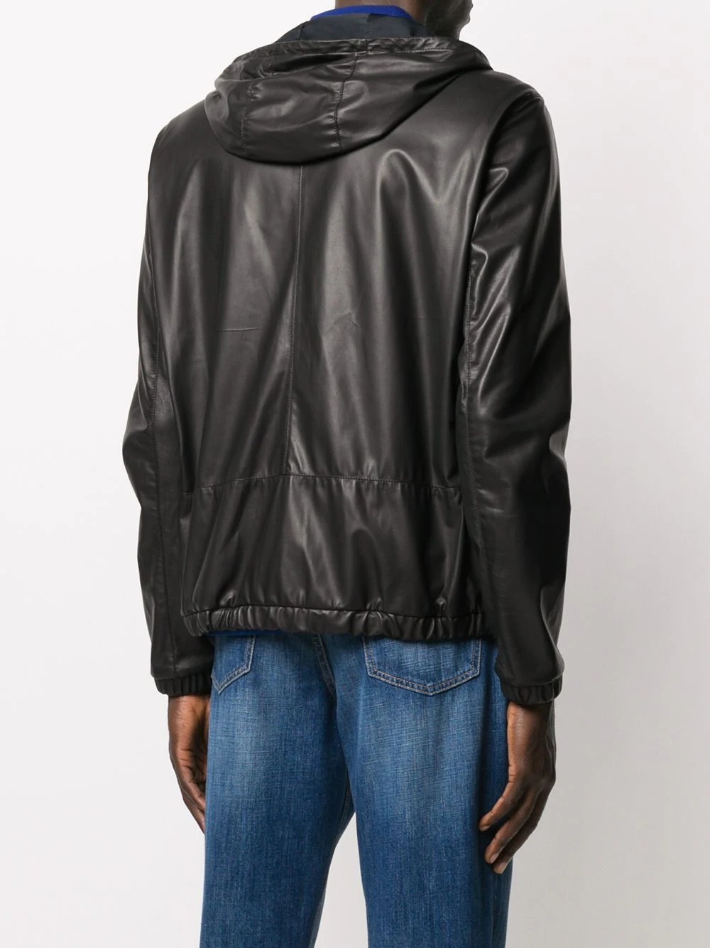 hooded leather jacket - 4