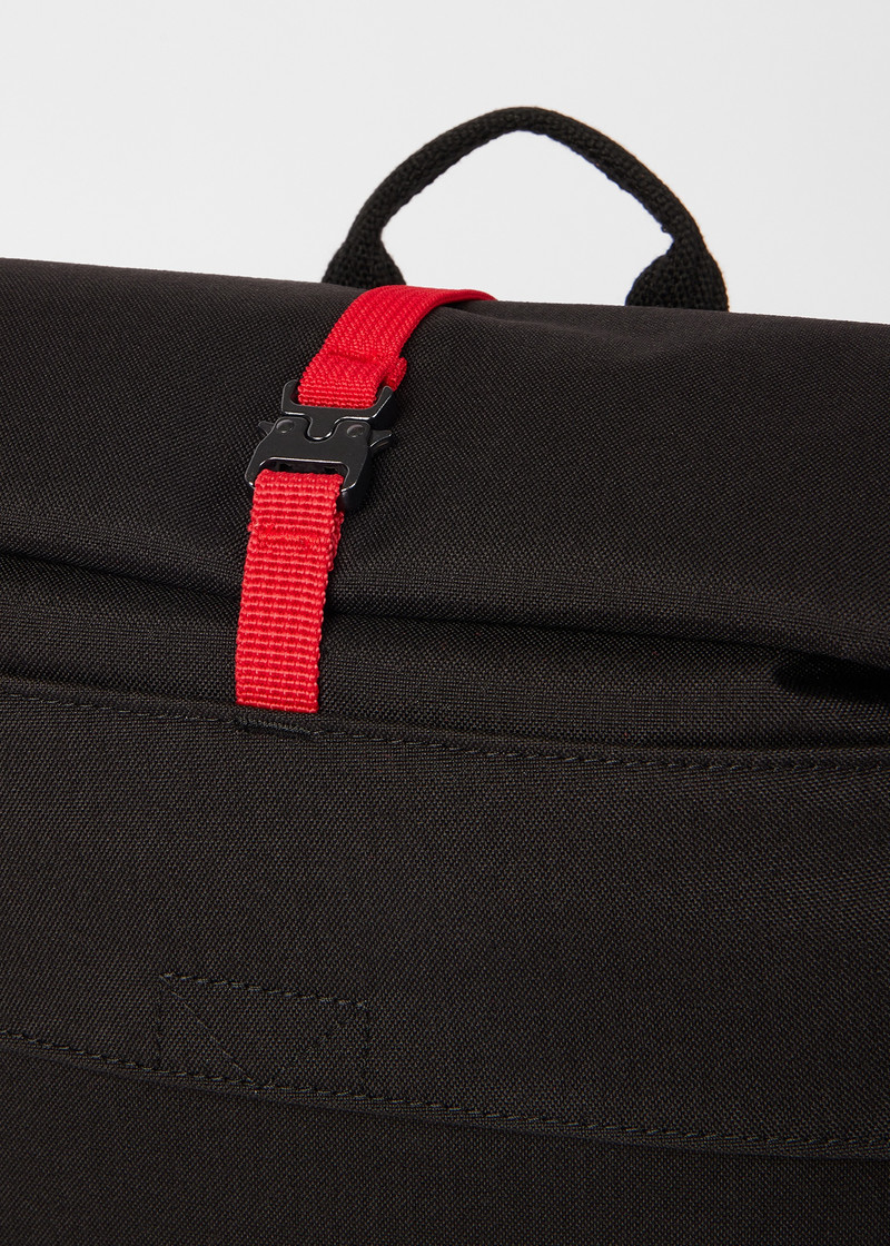 Black Nylon Utilitarian Roll-Top Backpack 6