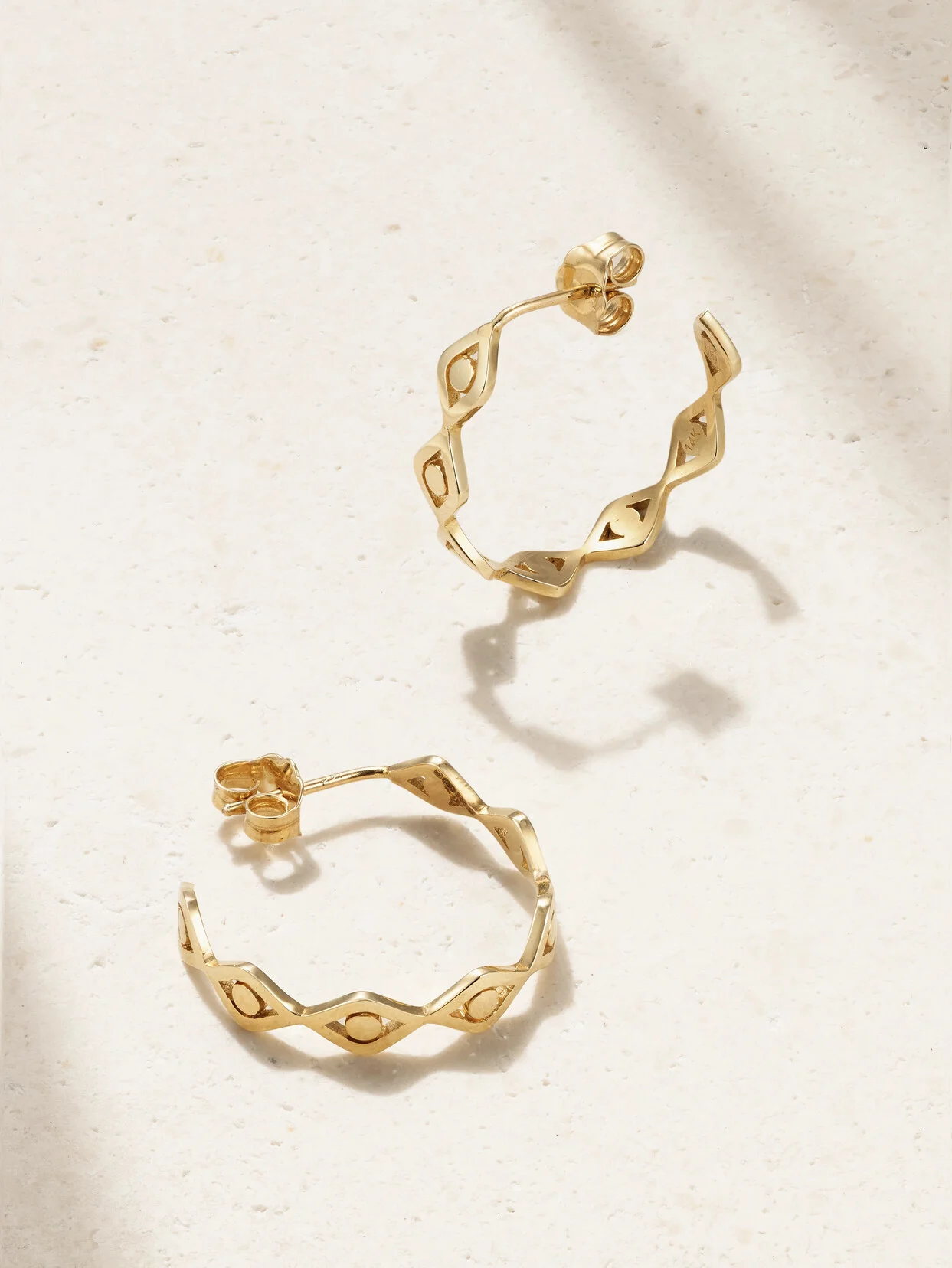 Medium Evil Eye 14-karat Gold Hoop Earrings - 1