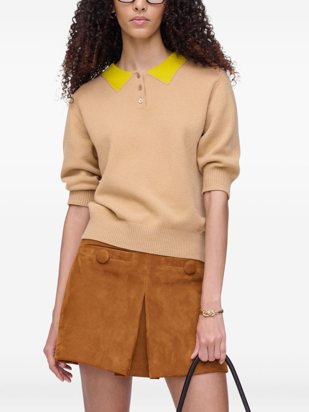 contrast-collar wool polo - 4