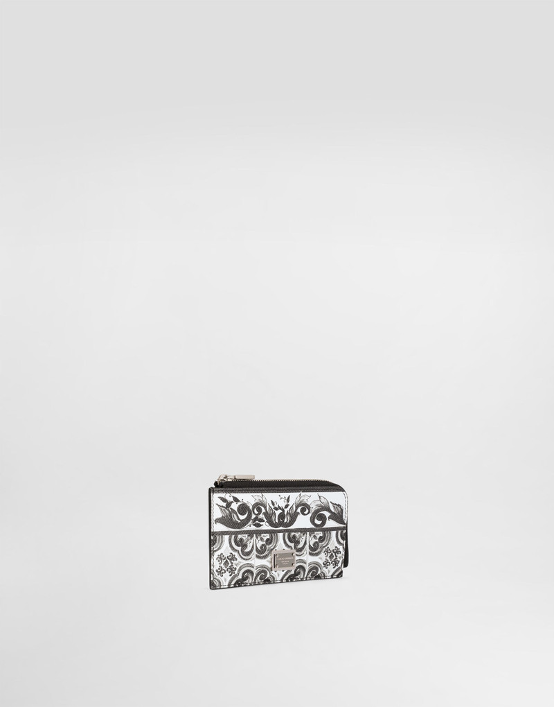 Dolce & Gabbana Majolica-print calfskin card holder outlook