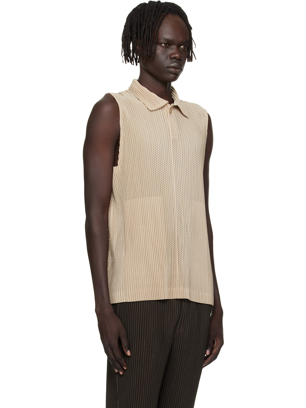 Beige Light Mesh Polo - 2
