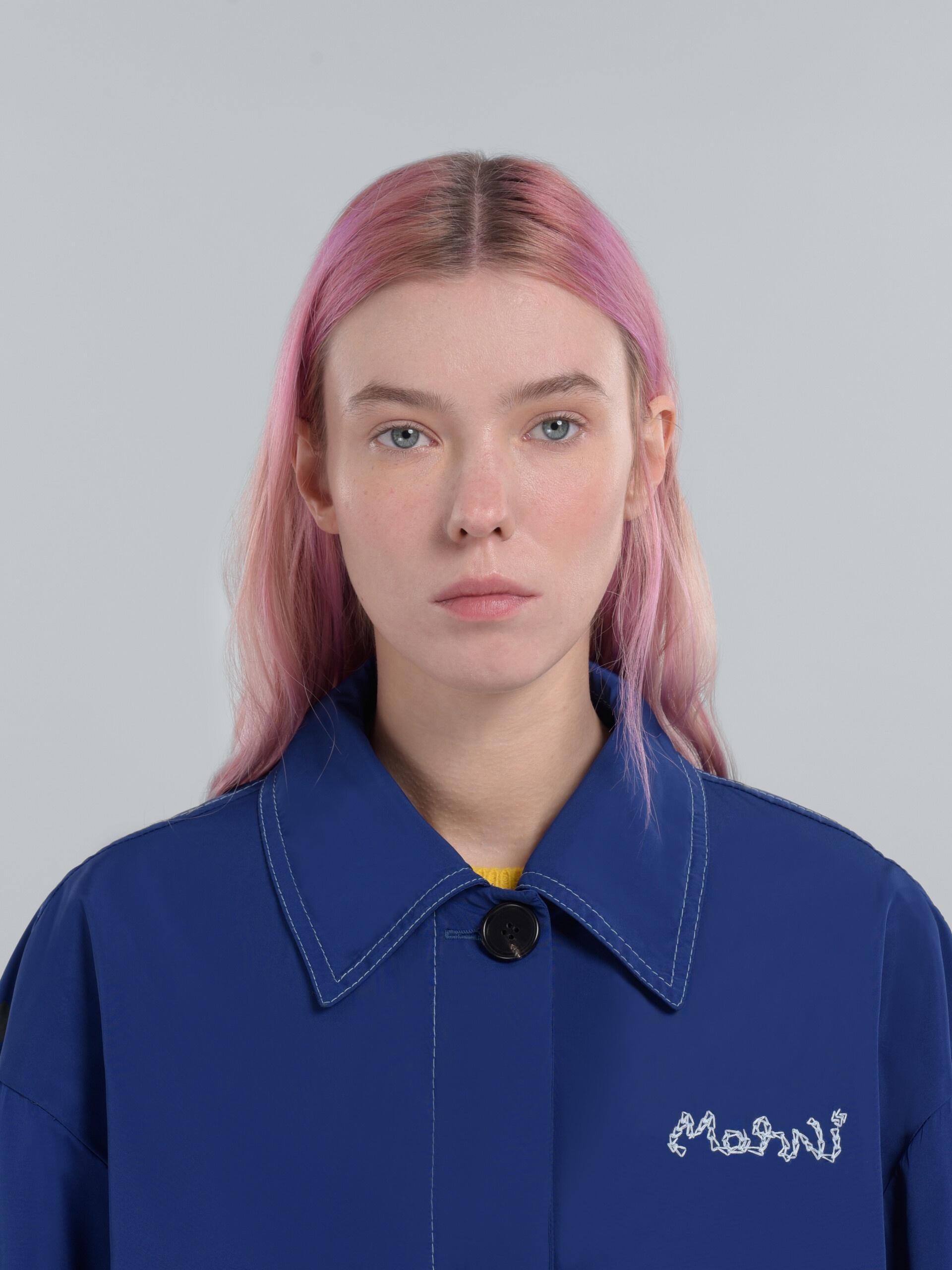 BLUE TAFFETA MICRO-FAILLE JACKET - 4