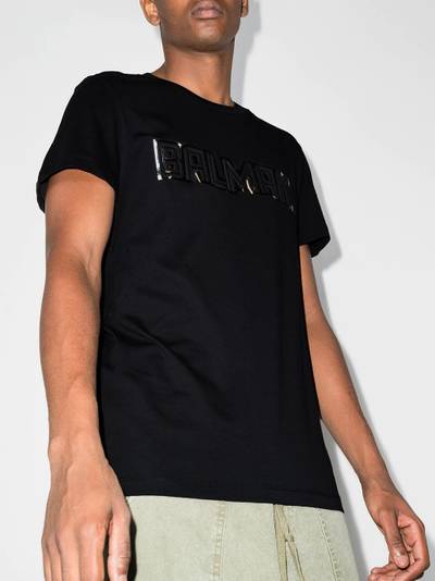 Balmain metallic-logo crew-neck T-shirt outlook