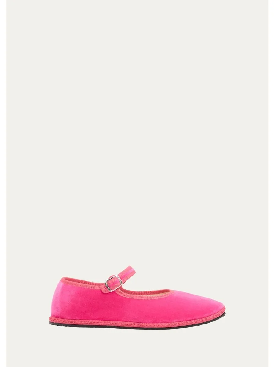 Velvet Mary Jane Ballerina Flats - 1