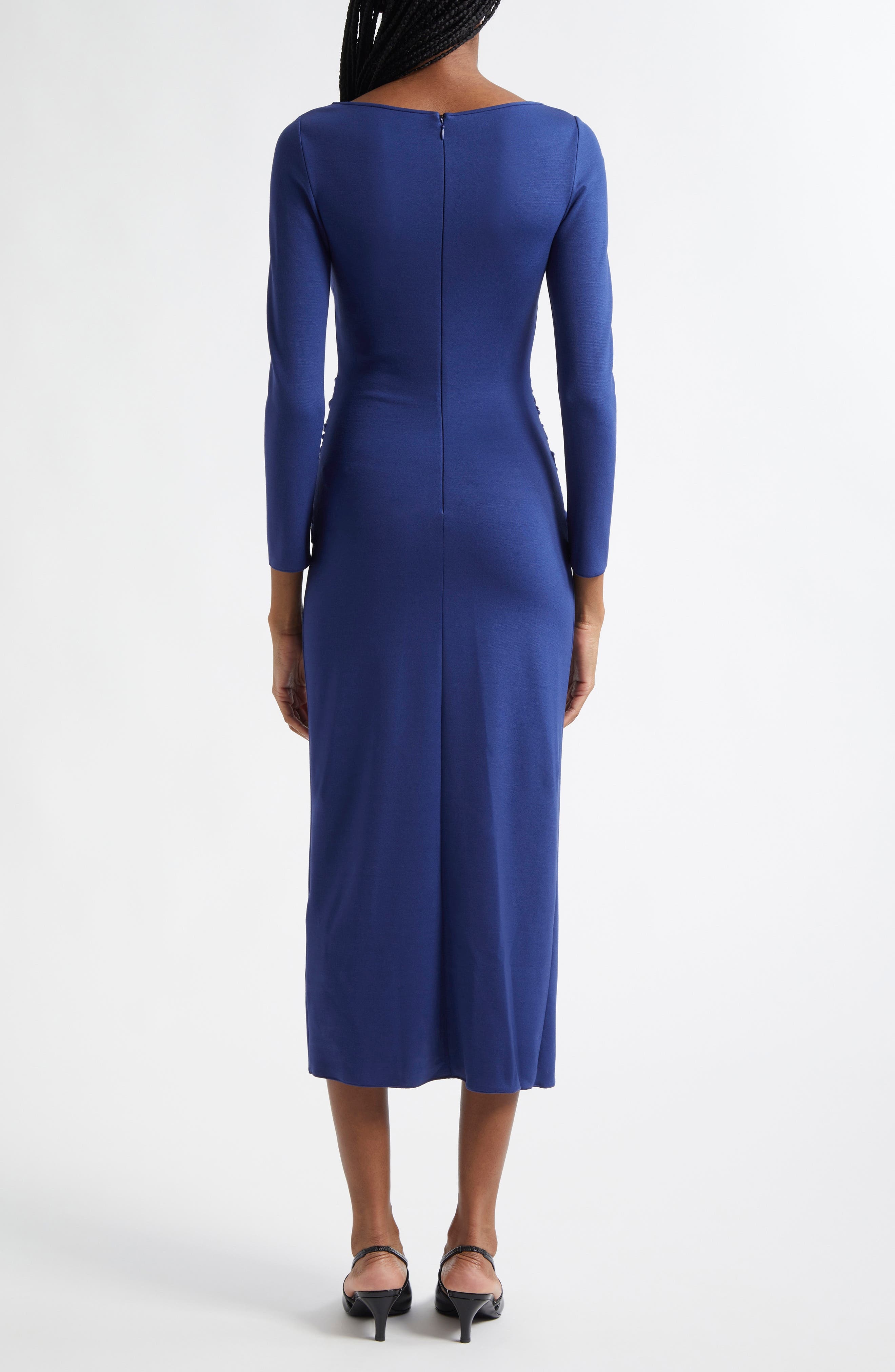 Emporio Armani Punto Milano Gathered Waist Long Sleeve Maxi Dress in Cobalt Blue at Nordstrom - 2