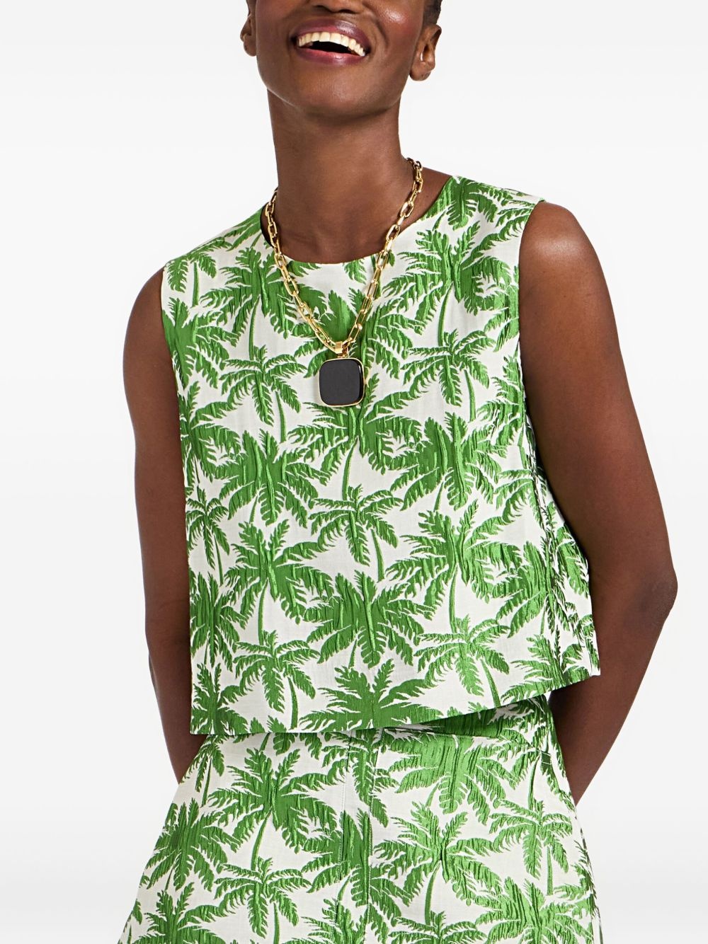 Aria palm-print cropped top - 3