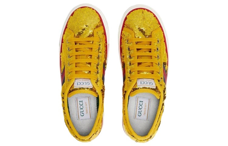 (WMNS) Gucci Tennis 1977 'Gold Sequin Satin' 646438-2MO10-8060 - 3