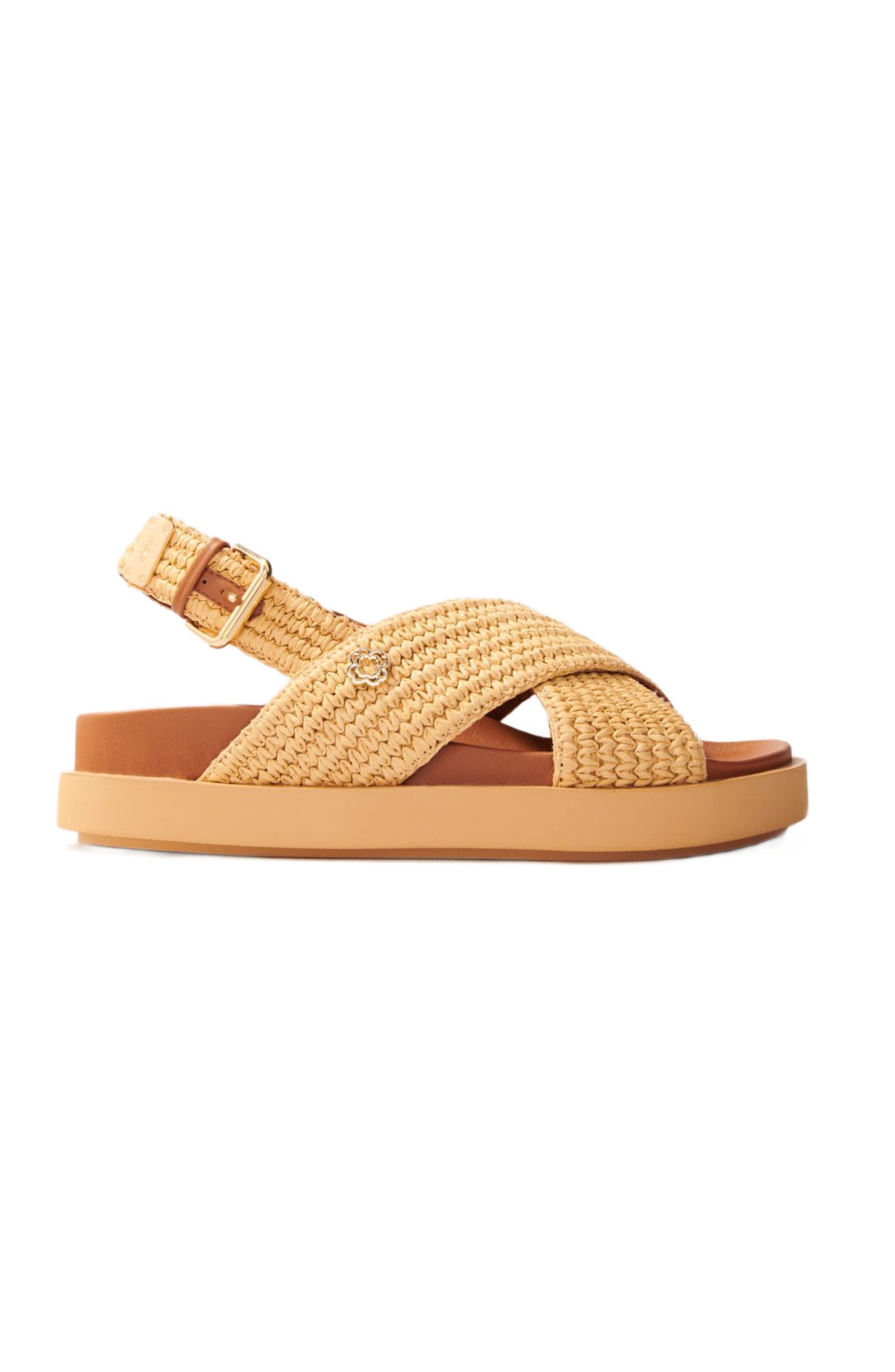 maje Raffia-effect flat sandals in Beige at Nordstrom - 1