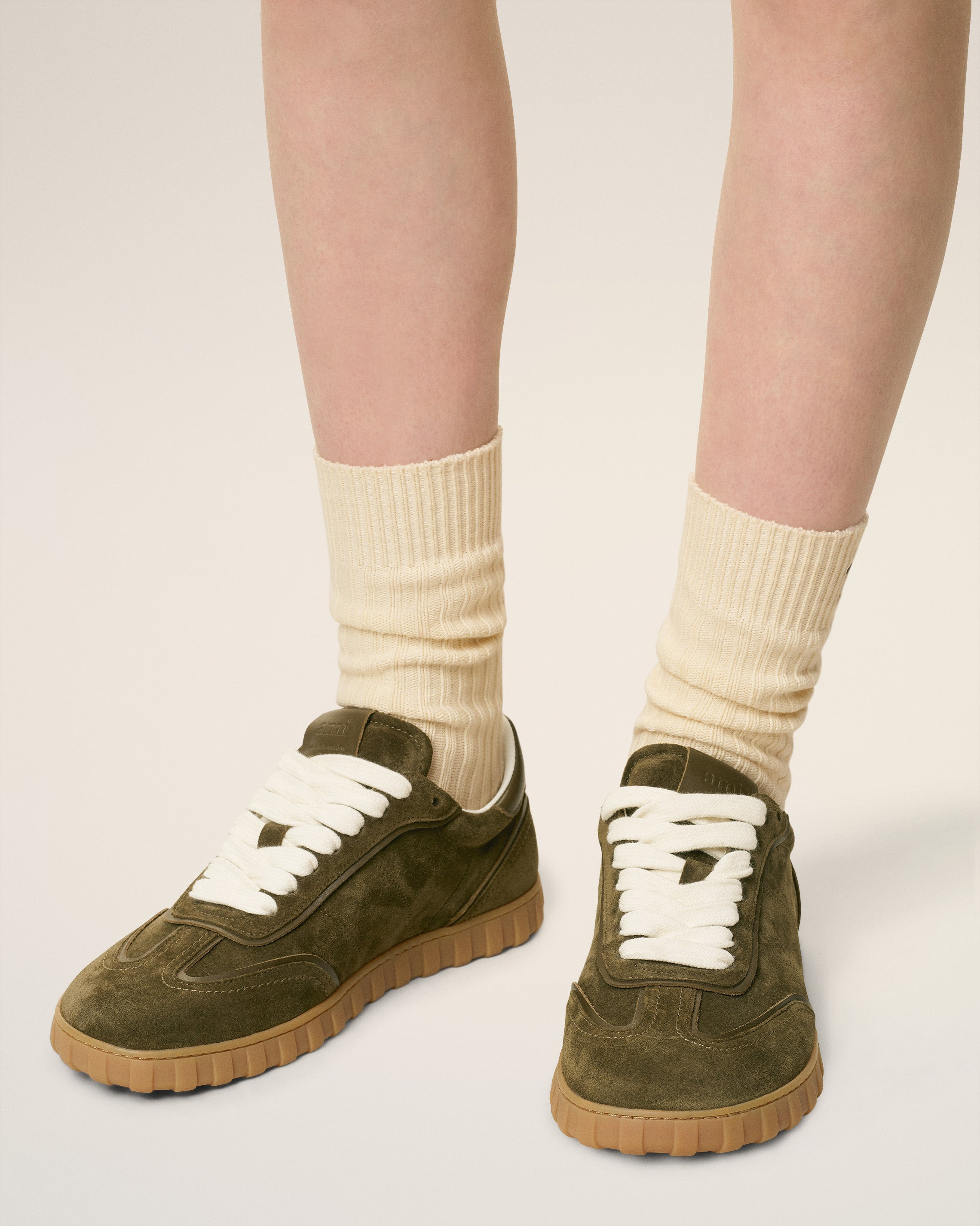GREEN LEATHER LOW TOP STEP SNEAKERS - 2