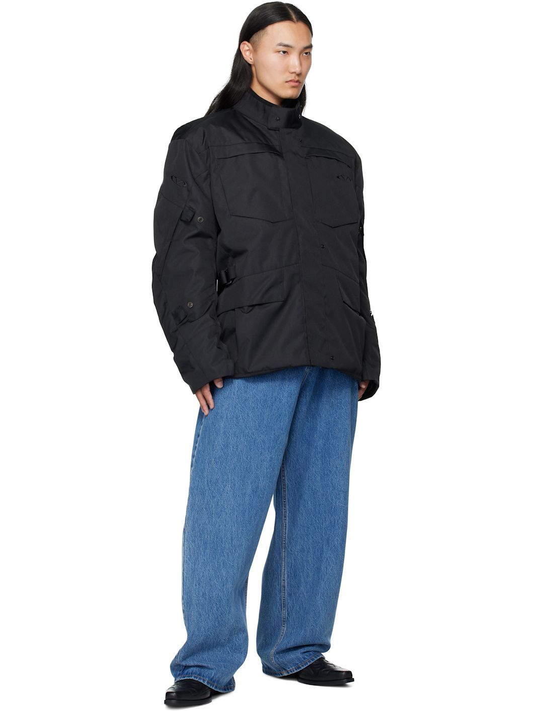 Black Biker Parka Coat & Jackets Set - 6