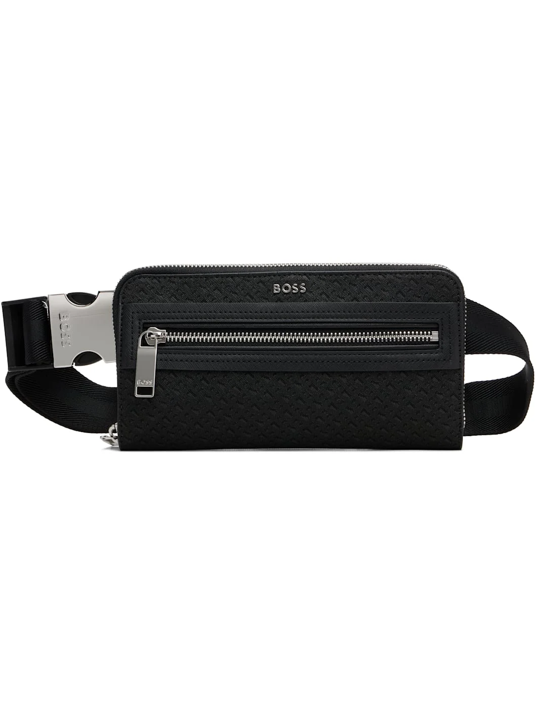 Black Bonded Leather Belt Bag - 1