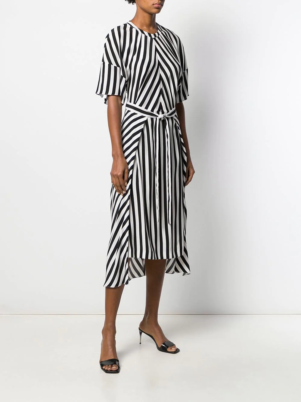 striped step-hem midi dress - 3