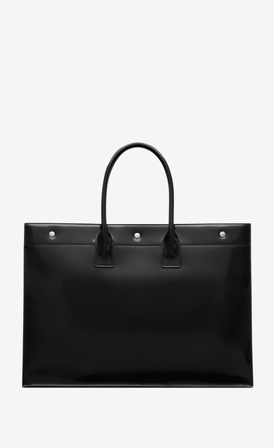 SAINT LAURENT rive gauche large tote bag in glazed leather outlook