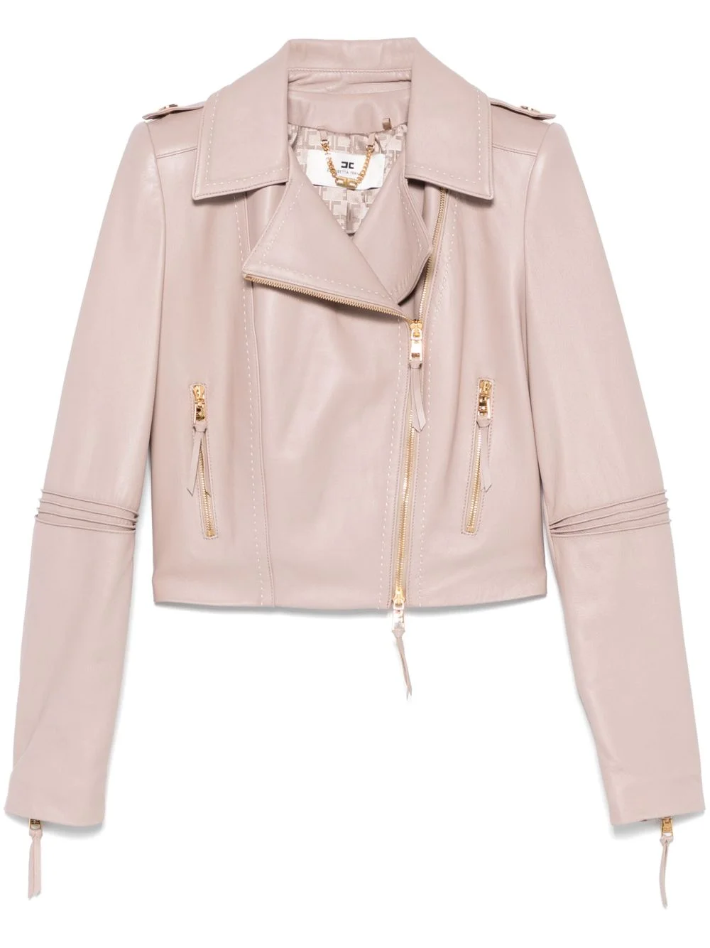 contrasting-stitching biker jacket - 1