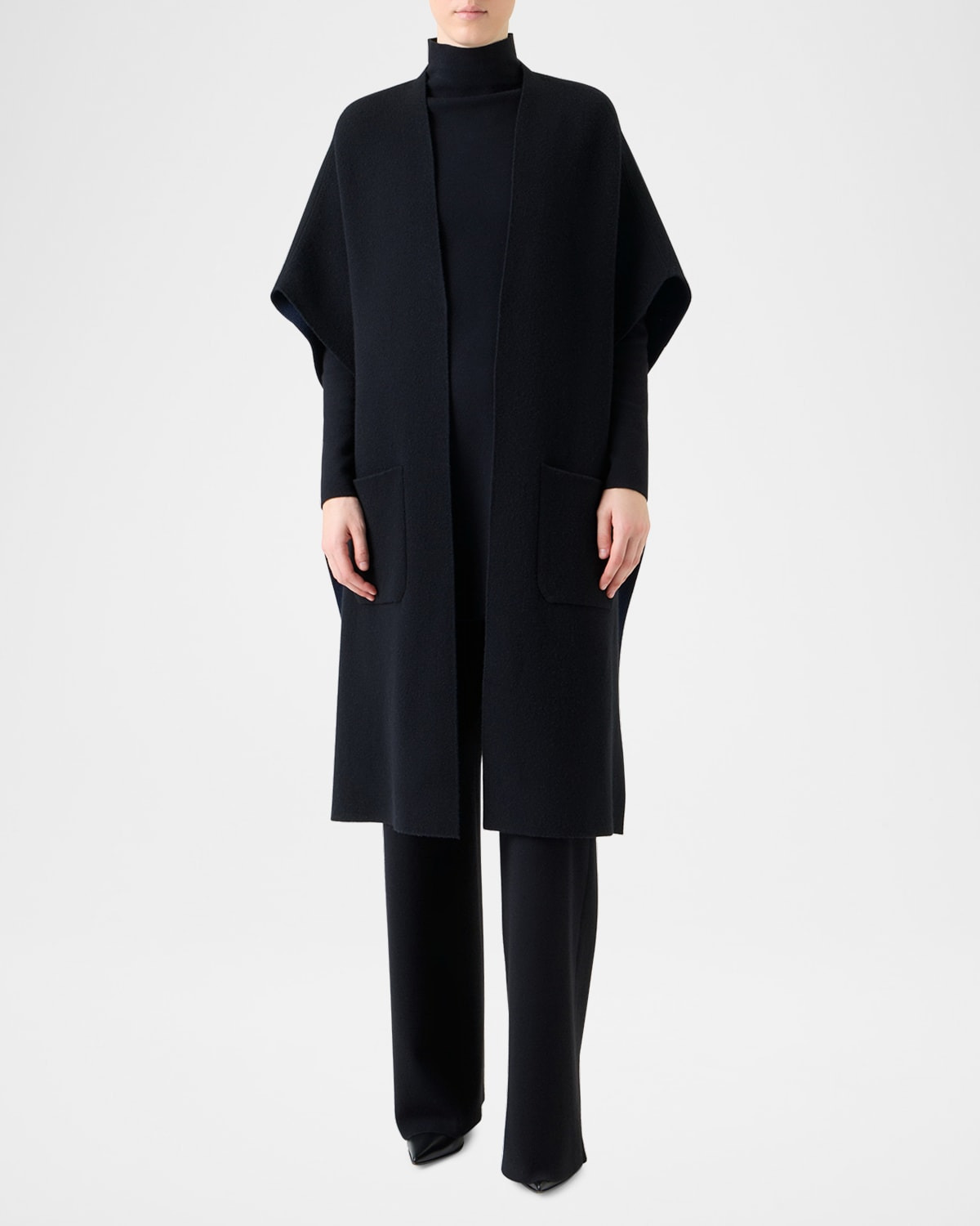 Bicolor Cashmere Double-Face Knit Cape - 4