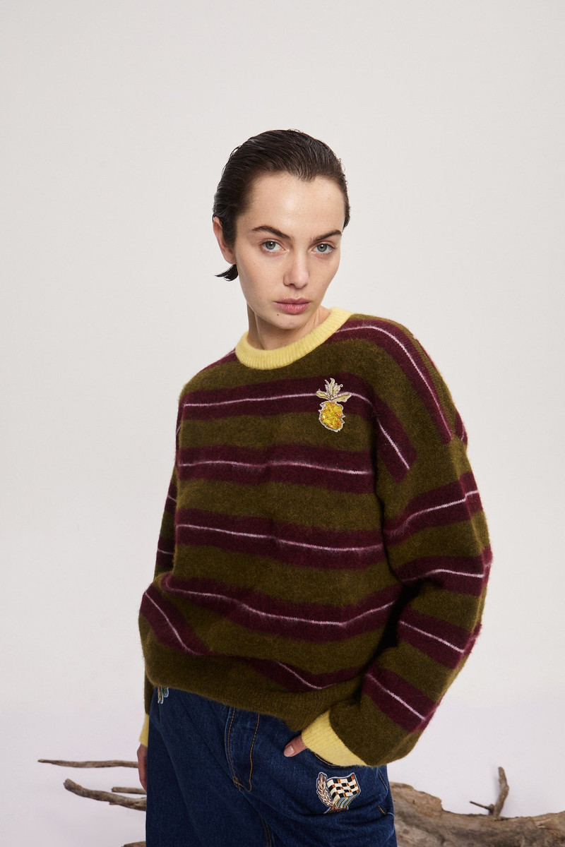 Domenica Olive Stripe Sweater 7