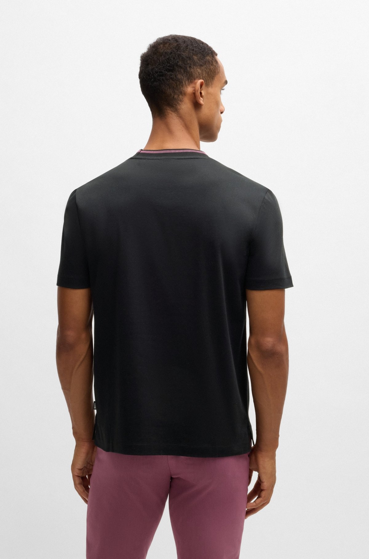 MERCERIZED-COTTON SLIM-FIT T-SHIRT WITH COLLAR STRIPE - 5