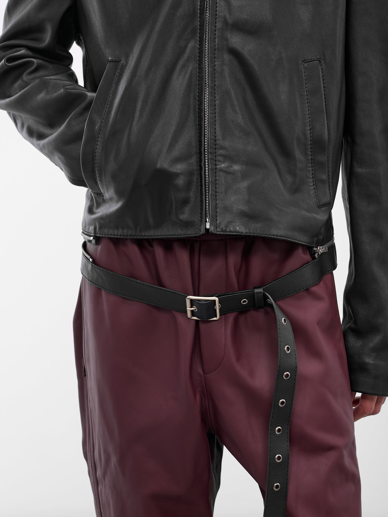 Black Lamb Leather Zip Jacket - 4