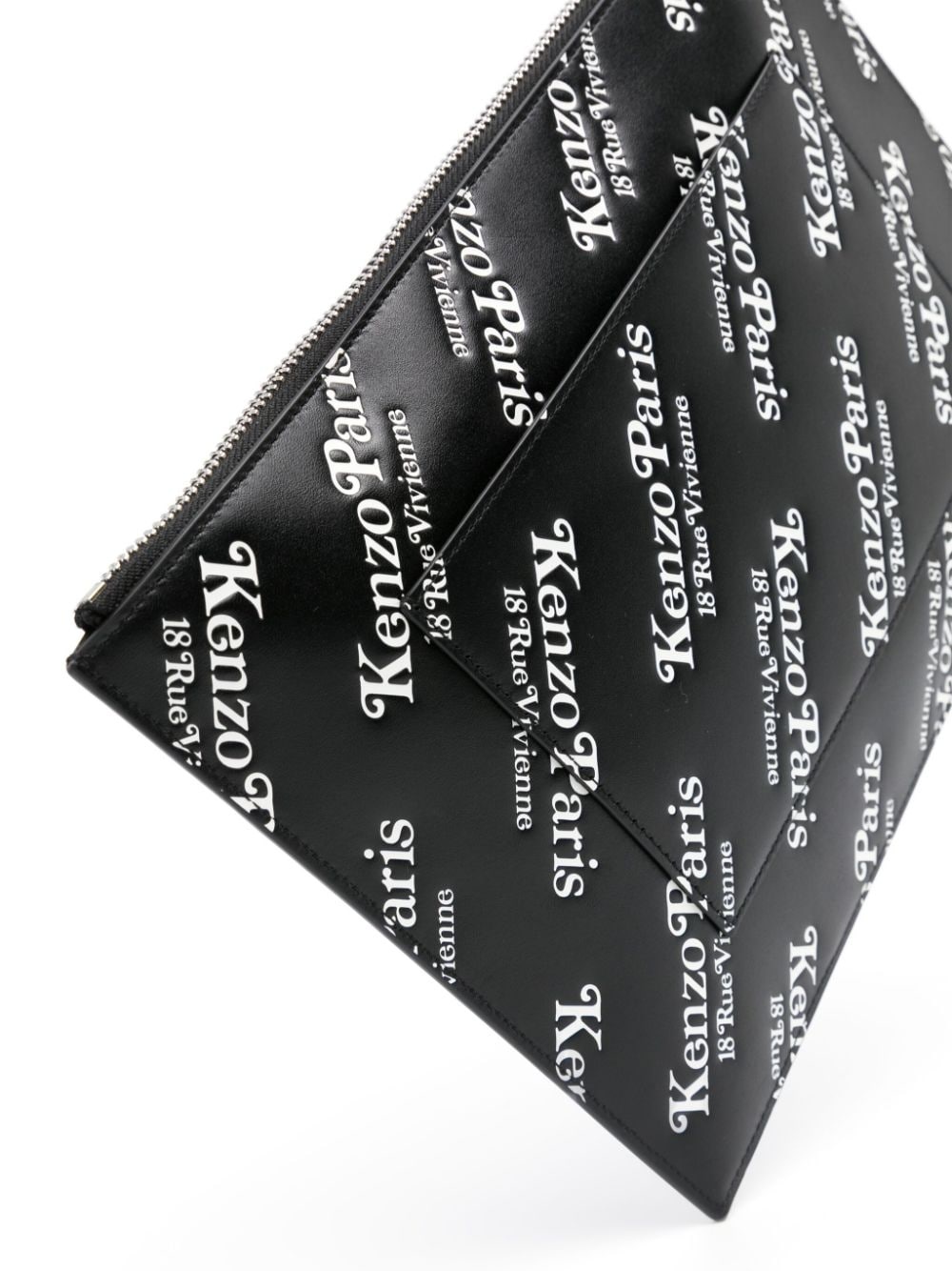 Kenzogram-print leather clutch bag - 4