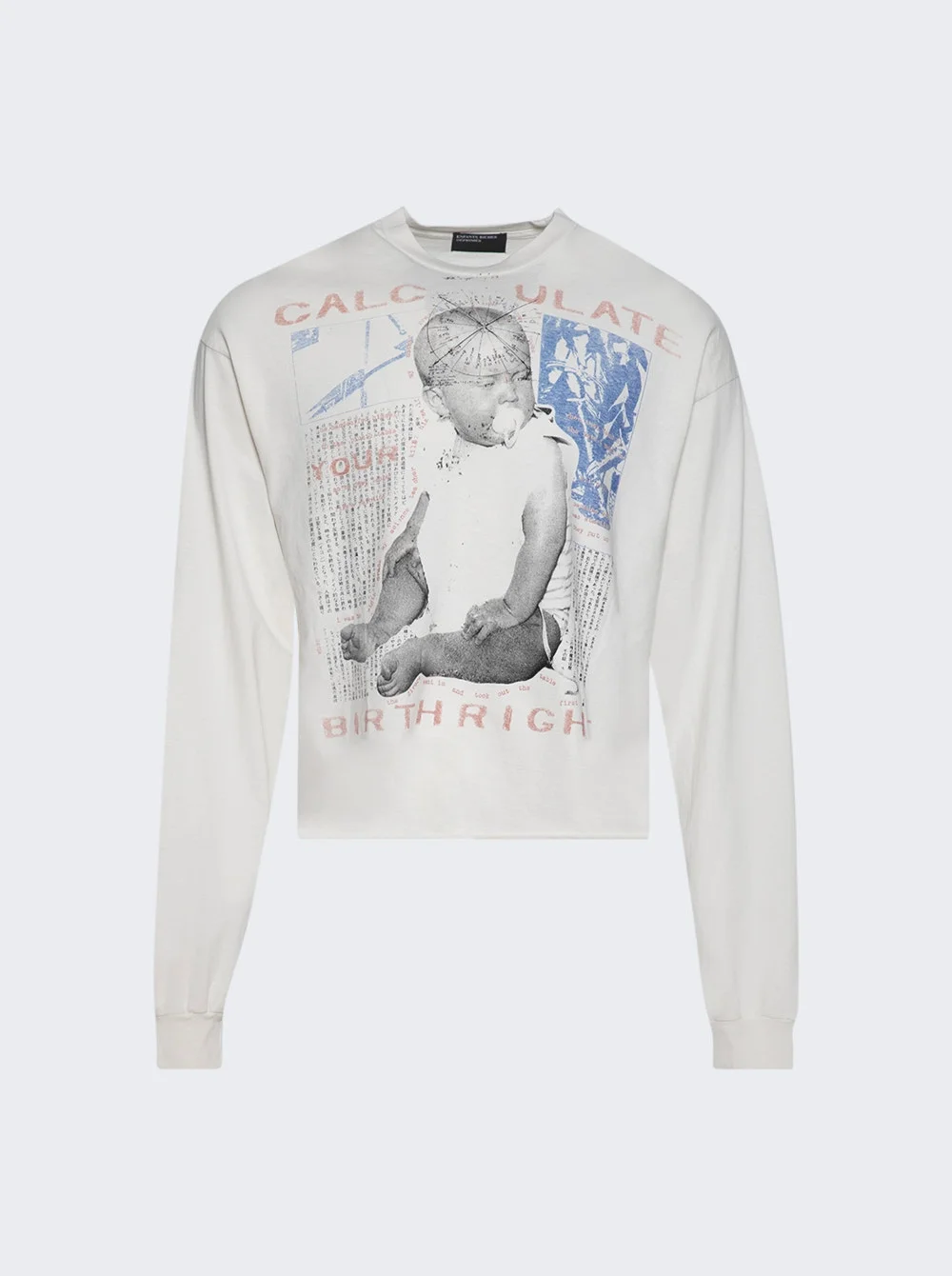 Calculate Your Birthright Long Sleeve Tee Faded White - 1