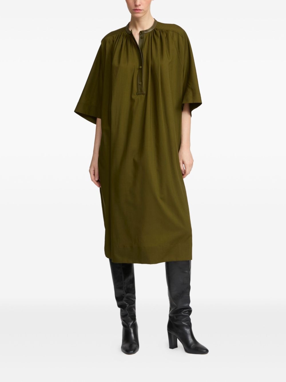 leather-trim midi dress - 2
