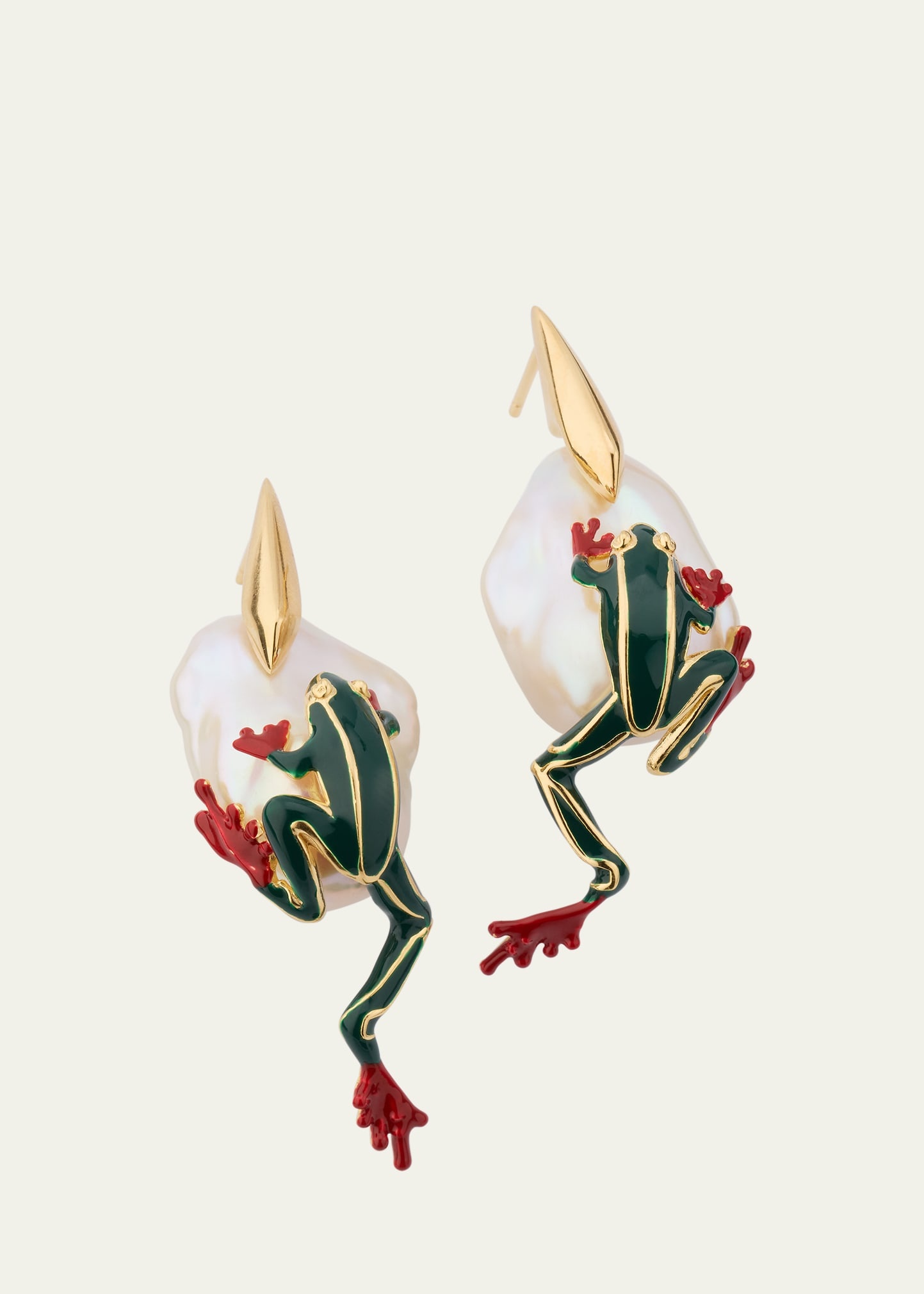 Rana Frog Enameled Earrings - 1
