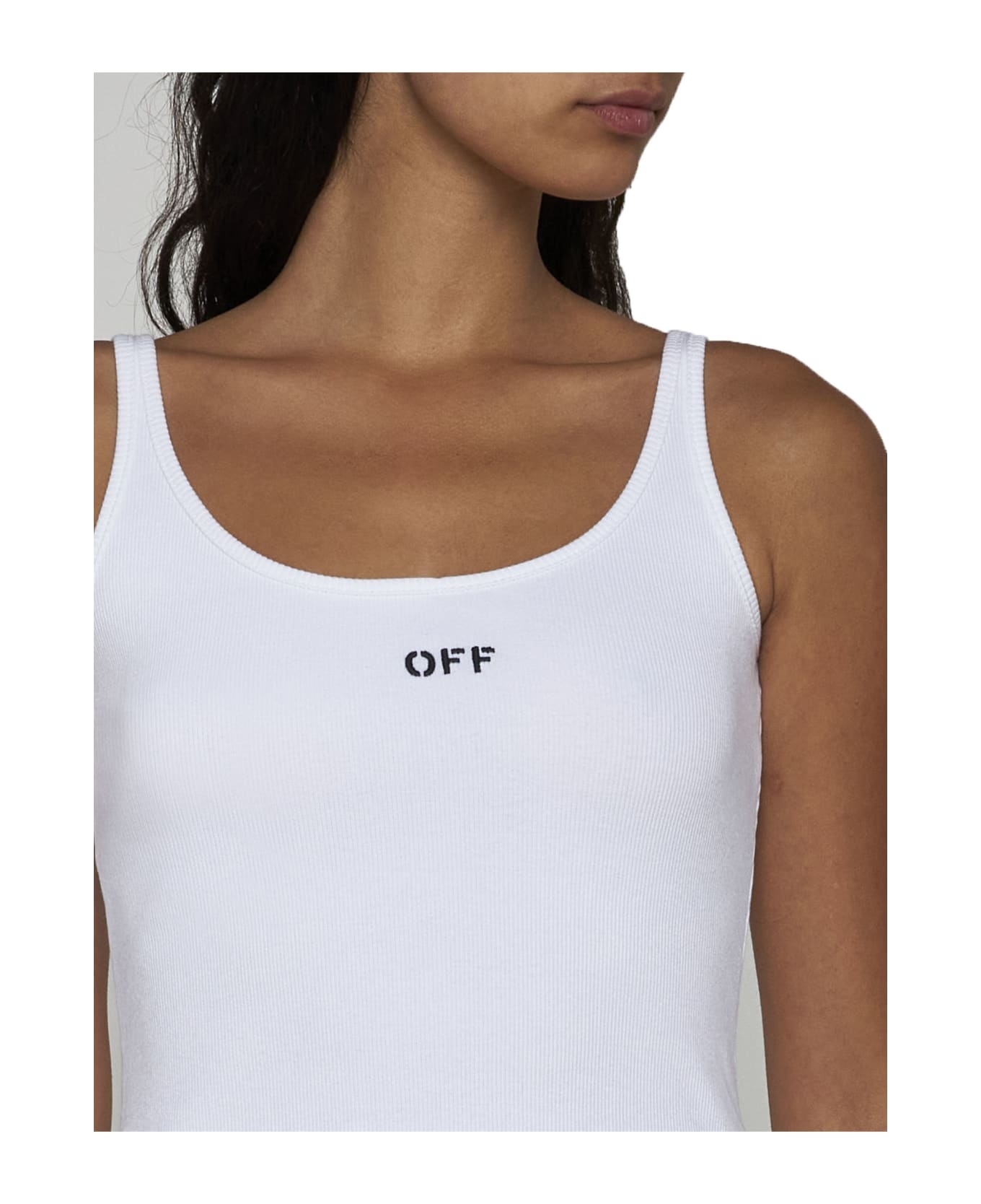 Stretch Cotton Tank Top With Logo - 5