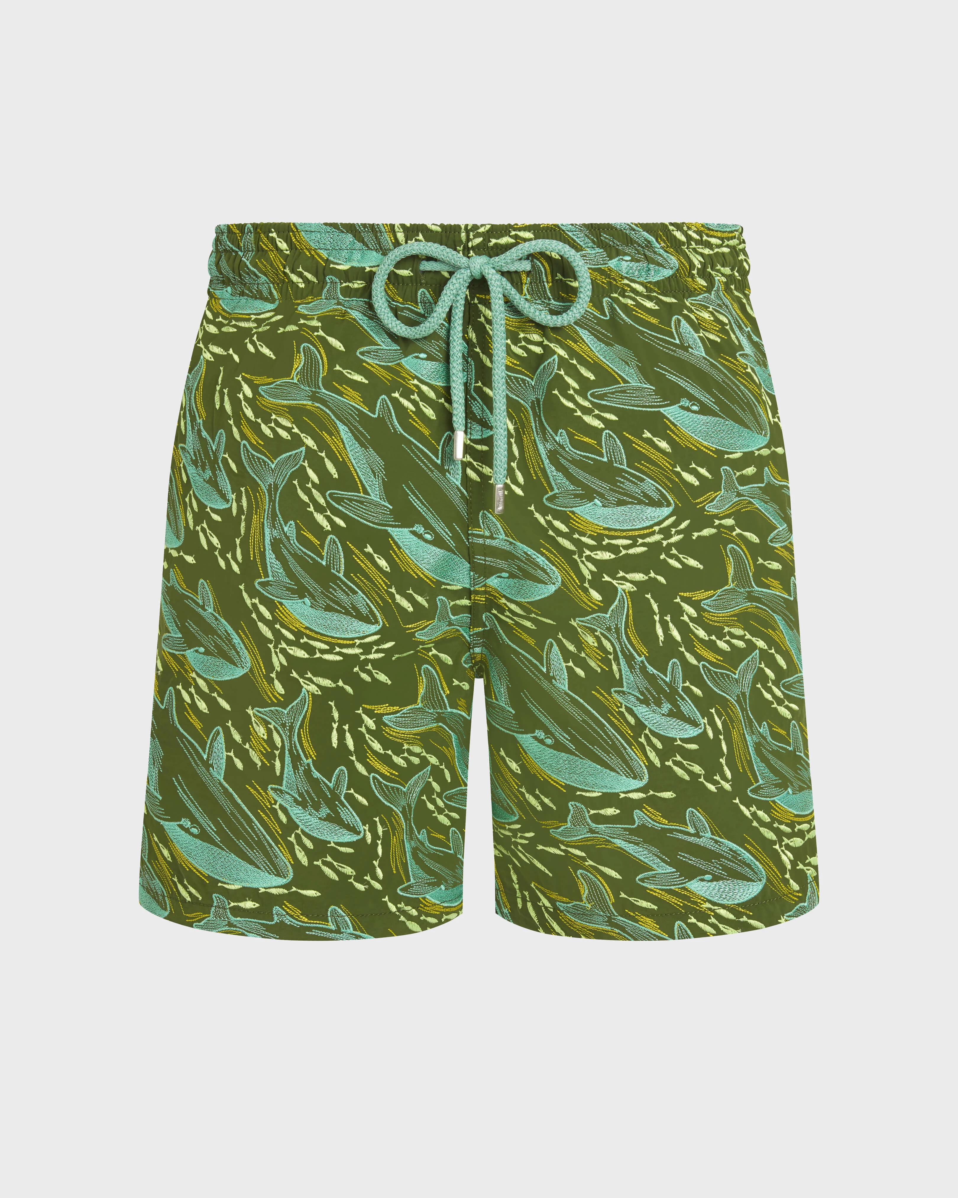 MEN EMBROIDERED SWIM TRUNKS WHALES OFFSET - LIMITED EDITION - 1