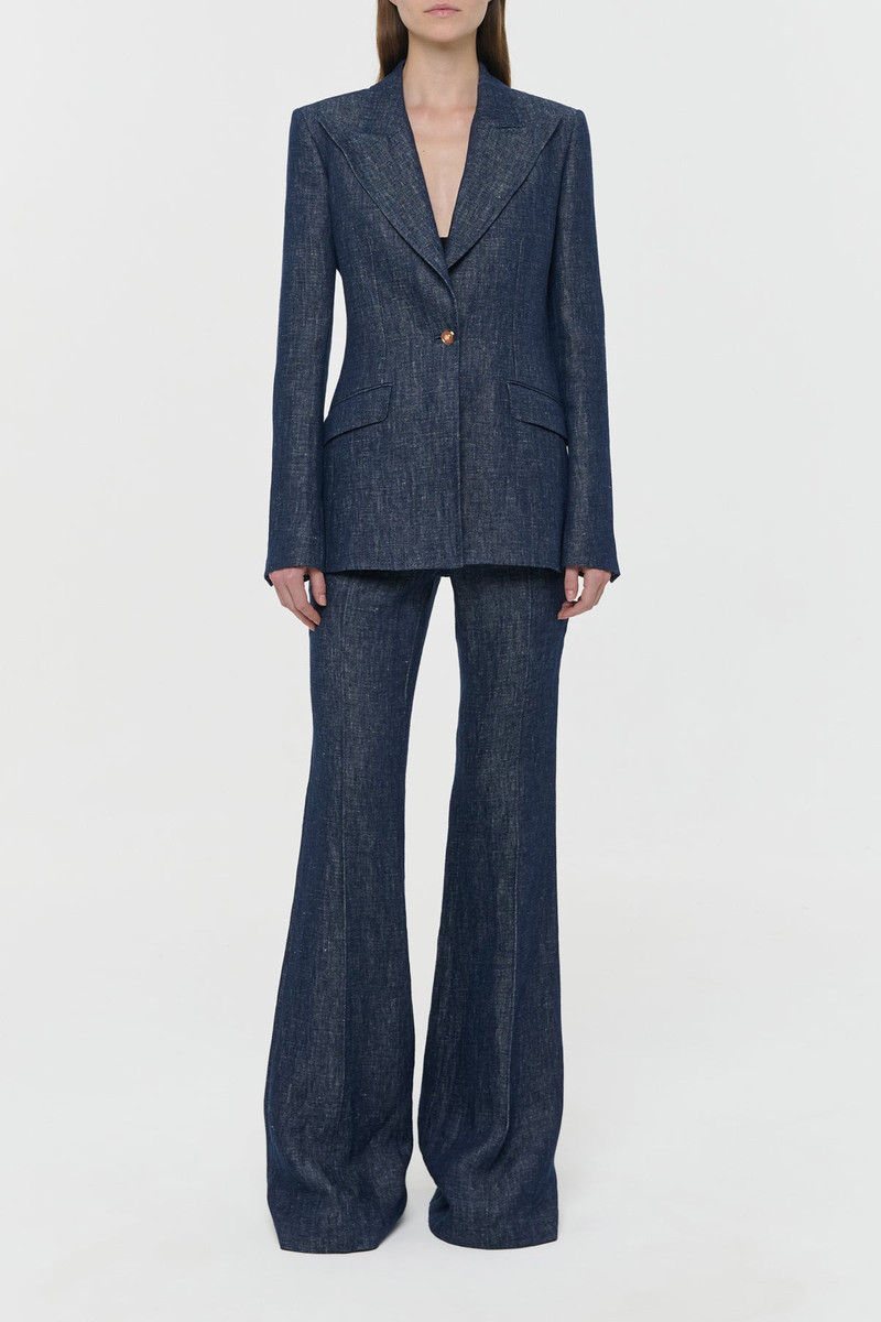 GABRIELA HEARST Leiva Blazer in Stone Washed Linen Denim outlook