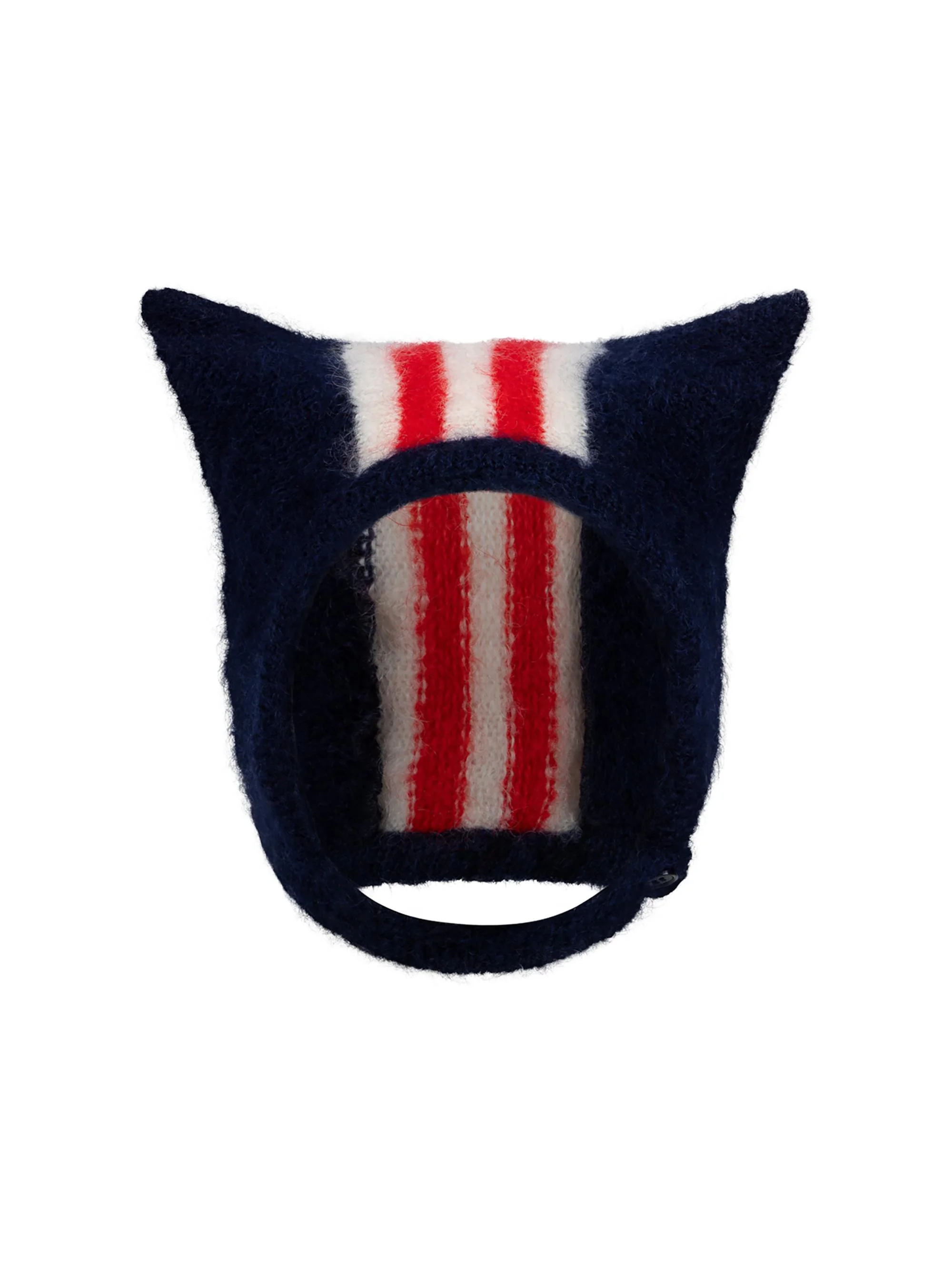 Men's Ears Striped Wool-Blend Bonnet - Navy Red White - 1