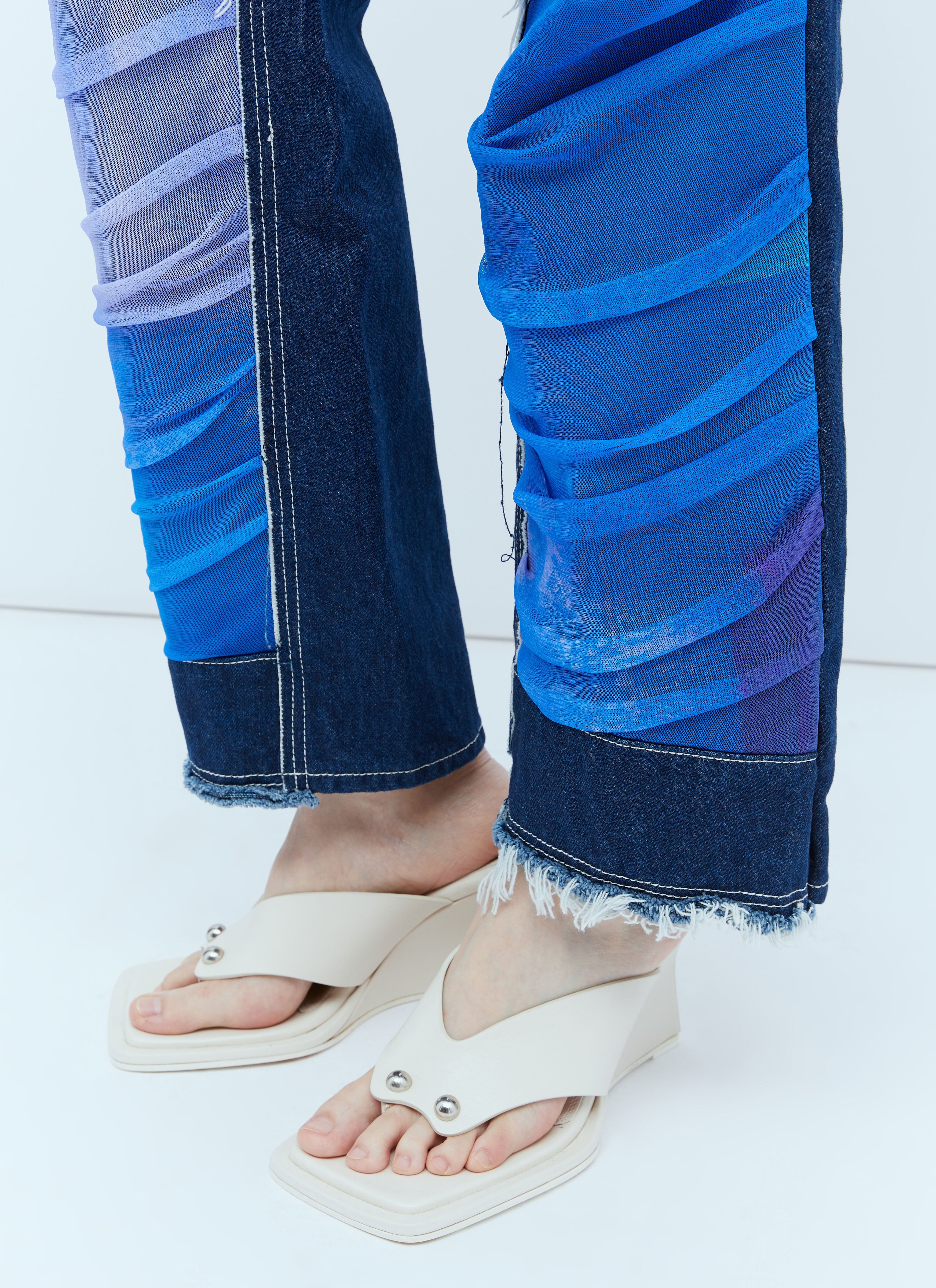 Mesh Construction Denim Jeans - 4