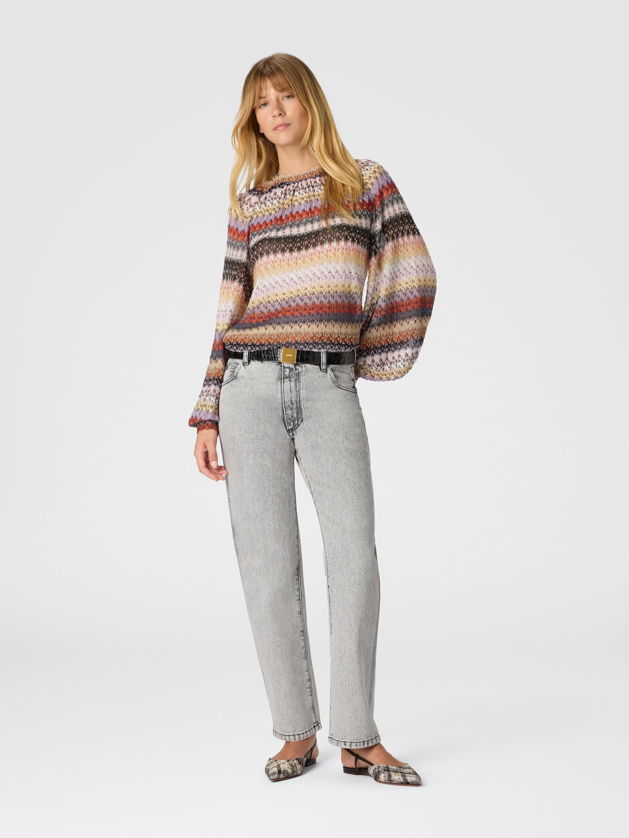 Missoni Long Sleeve Blouse In Lace in Red & Blue at Nordstrom - 2