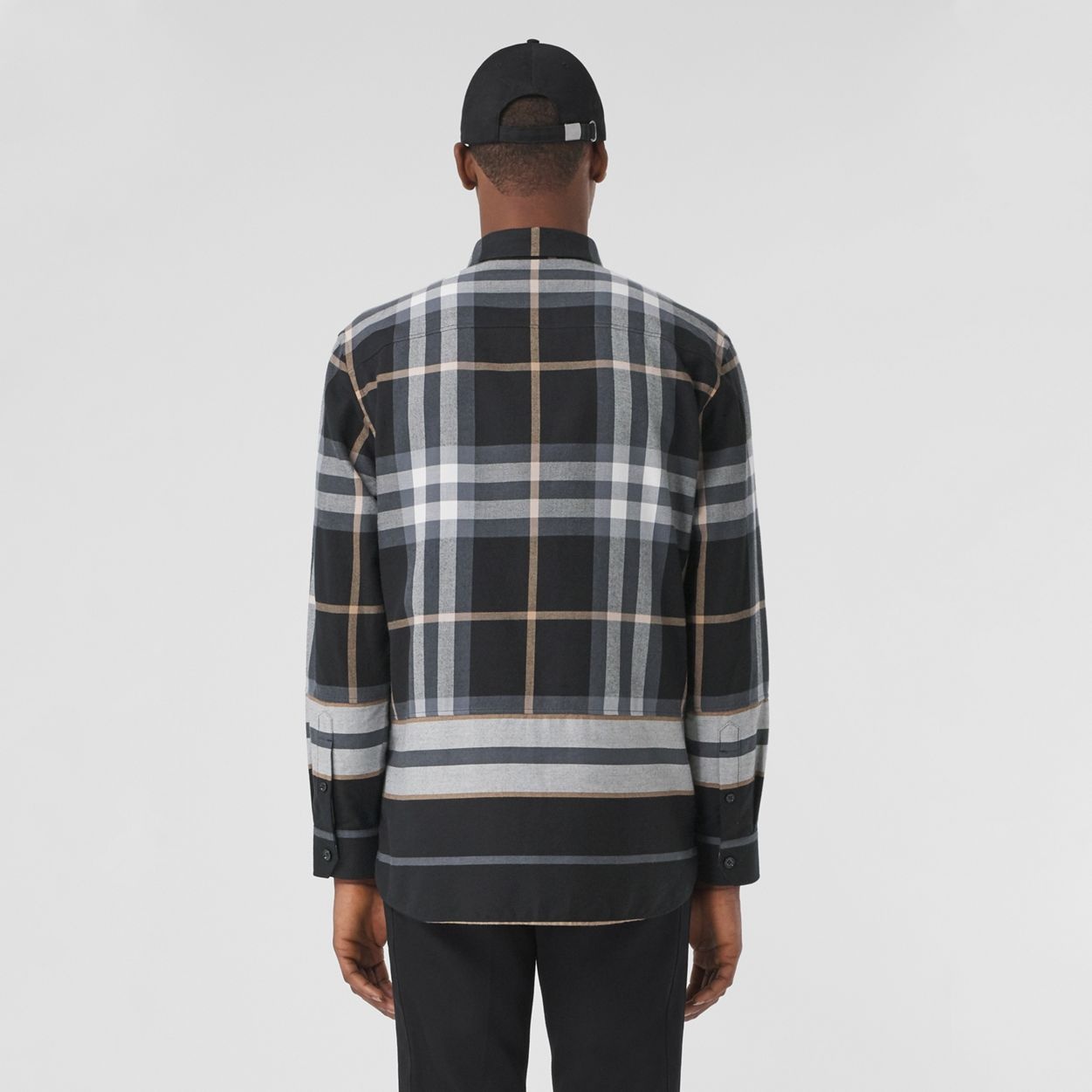 Check and Stripe Cotton Flannel Shirt - 4