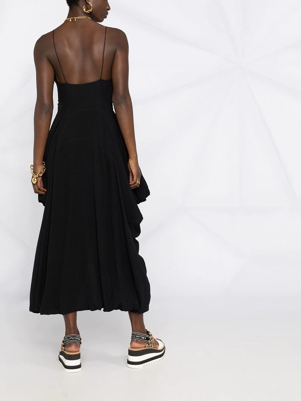 plunge-neck draped midi-dress - 4