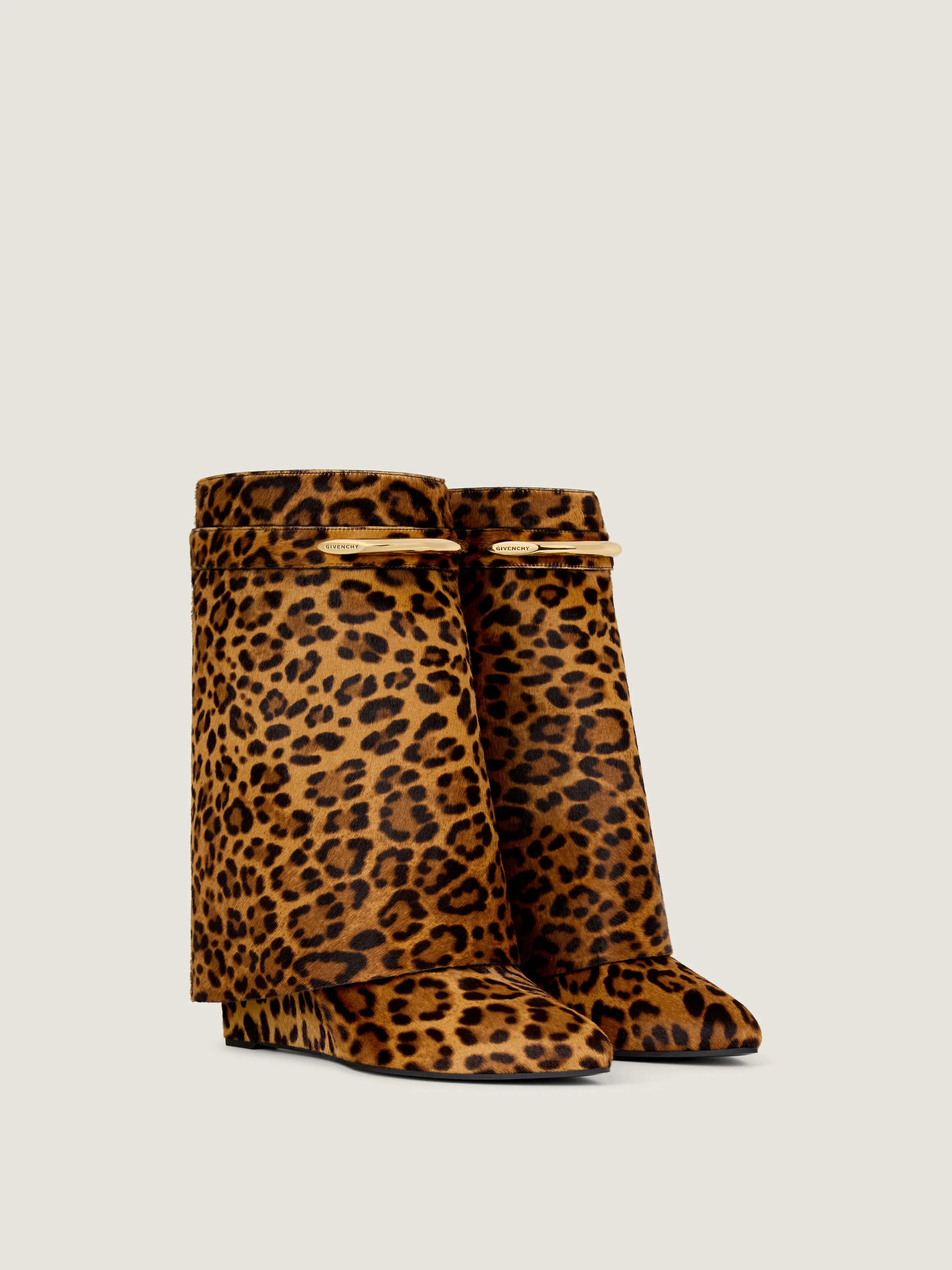 SHARK PINCH ANKLE BOOTS IN LEOPARD PONY-EFFECT LEATHER - 1