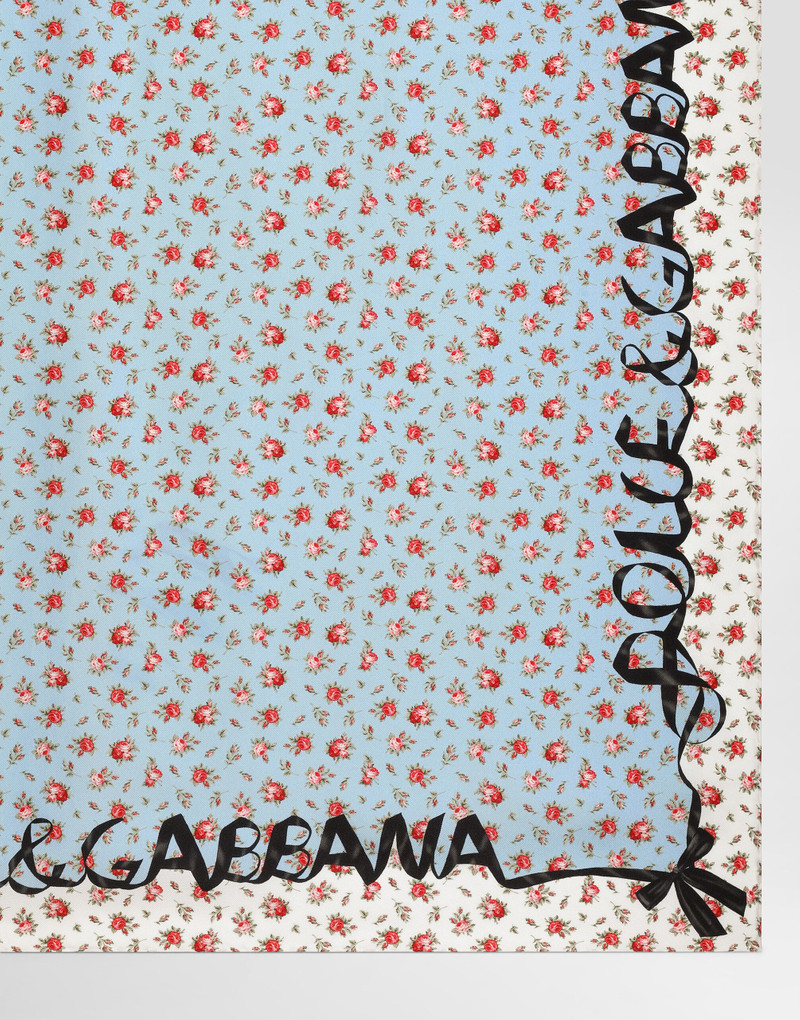 Dolce & Gabbana Small rose-print silk twill scarf 90x90 outlook