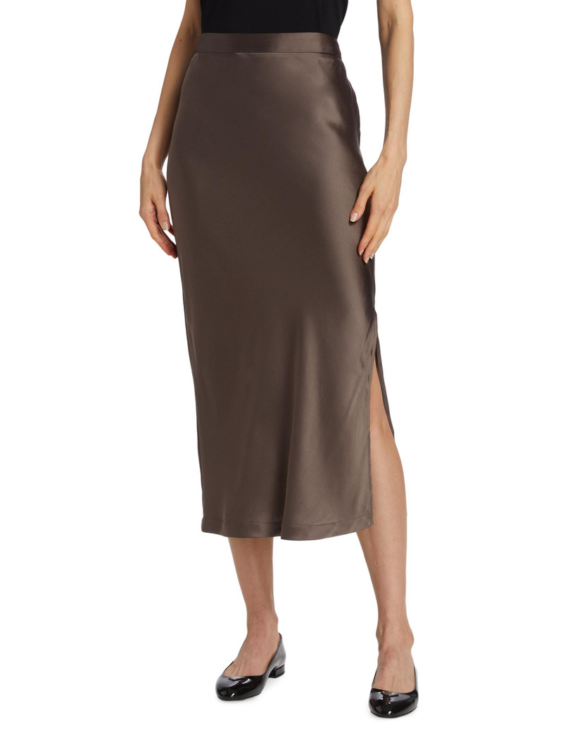 Women's Blythe Silk Midi-Skirt - Turkish Coffee 3